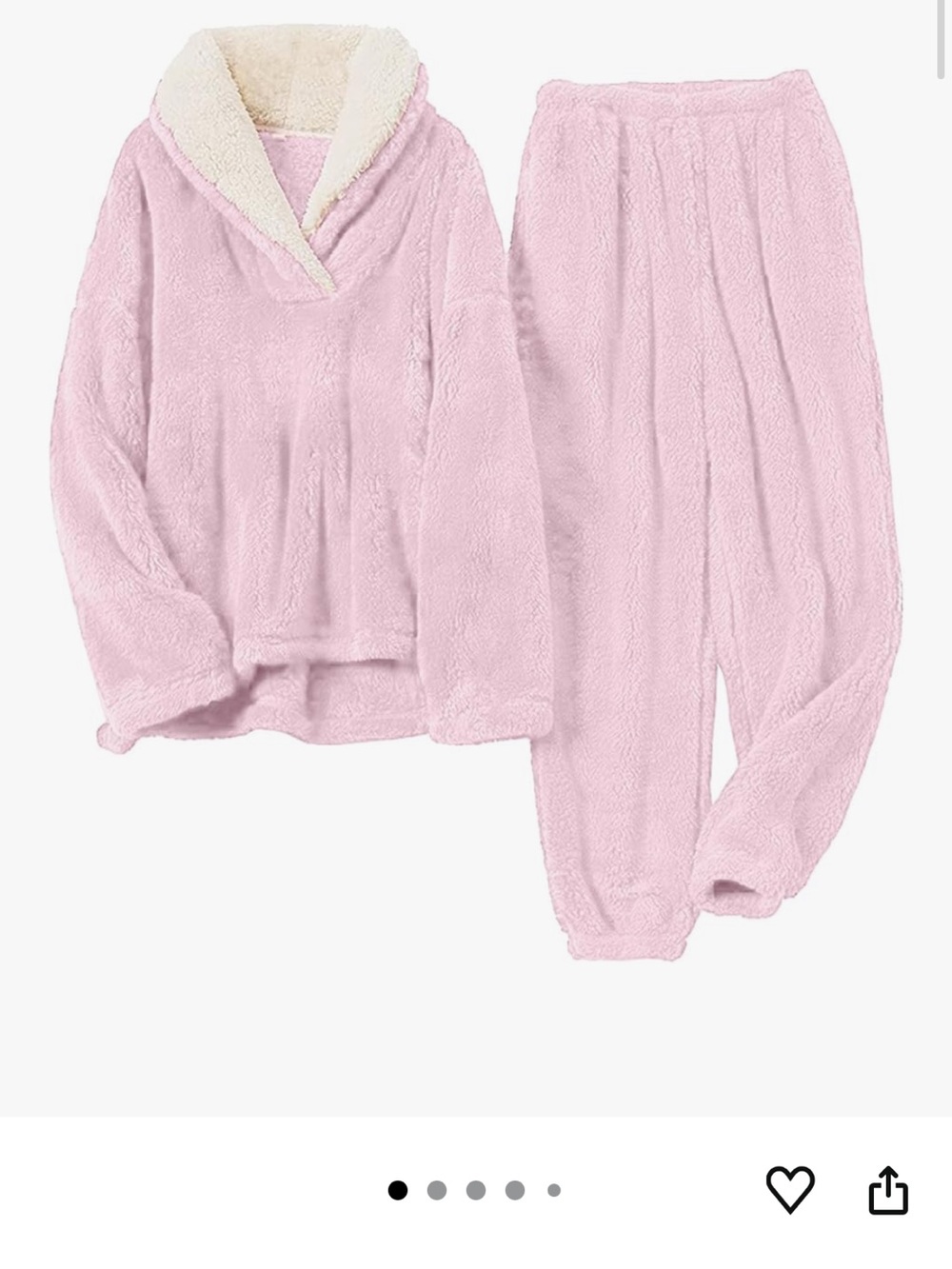 TAMEYA Womens Warm Sherpa Fleece Pajamas Set, in Light Pink